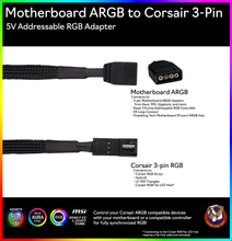Load image into Gallery viewer, Motherboard A-RGB to Corsair RGB Adapter