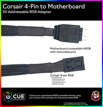 Load image into Gallery viewer, Corsair RGB Fan to Aura/Mystic Light (Motherboard) A-RGB Adapter