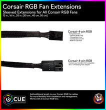 Load image into Gallery viewer, Corsair RGB Fan Extension - Sleeved (12 in., 16 in., 20 in)