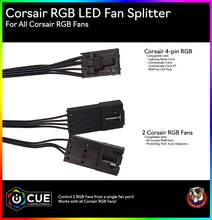 Load image into Gallery viewer, Corsair RGB LED Fan Splitter Cable (Corsair Style)