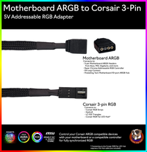 Load image into Gallery viewer, Motherboard A-RGB to Corsair RGB Adapter
