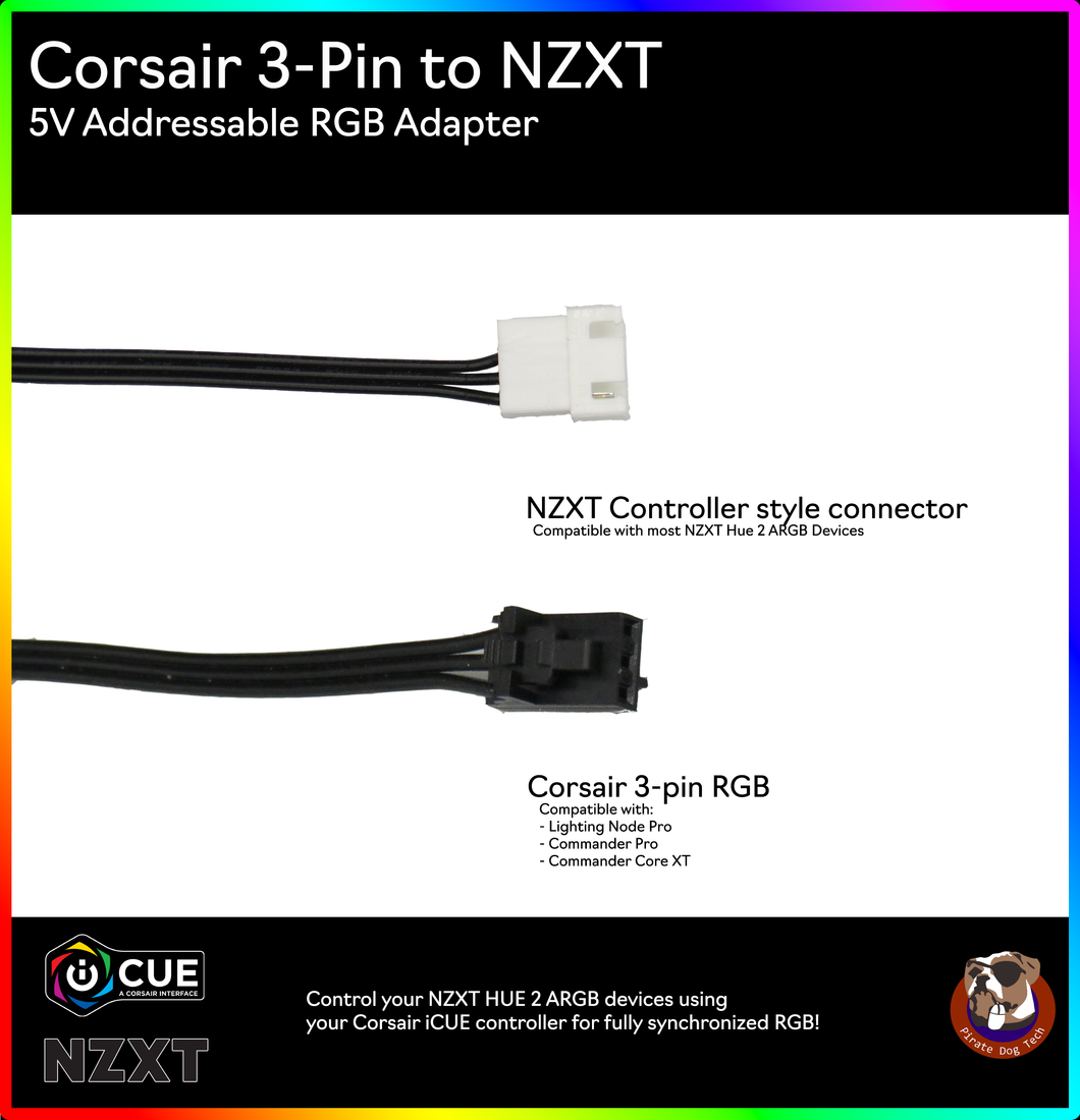 Corsair RGB to NZXT HUE 2 RGB Adapter