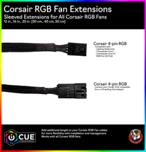 Load image into Gallery viewer, Corsair RGB Fan Extension - Sleeved (12 in., 16 in., 20 in)
